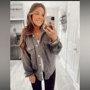 Charcoal Sherpa Shacket. NWOT